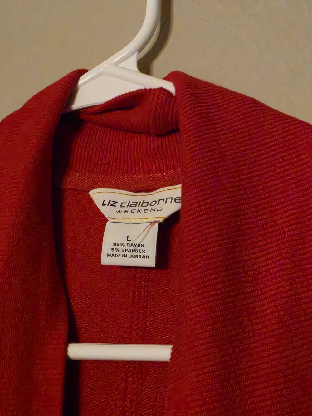 Liz Claiborne Bright Red Open-Front Draped Cardigan - Picture 3 of 3